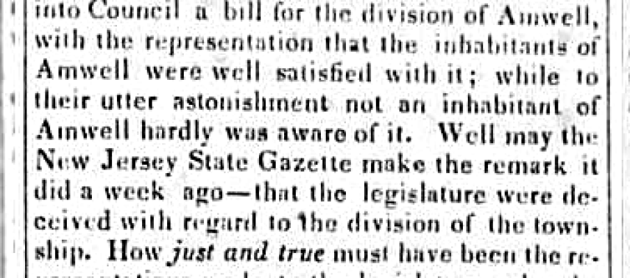 Letter to the Hunterdon Gazette from "An Inhabitant of Old Amwell," March 14, 1838