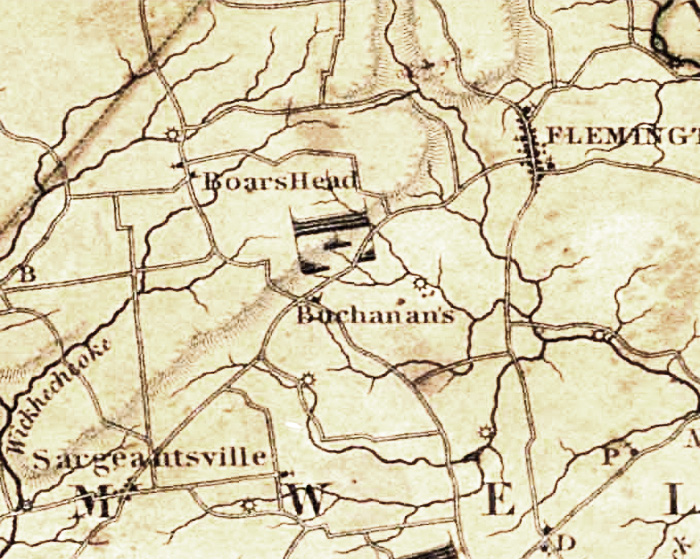 Detail of 1828 Map of New Jersey “Compiled under the Patronage of the Legislature of Said State by Thomas Gordon.” 