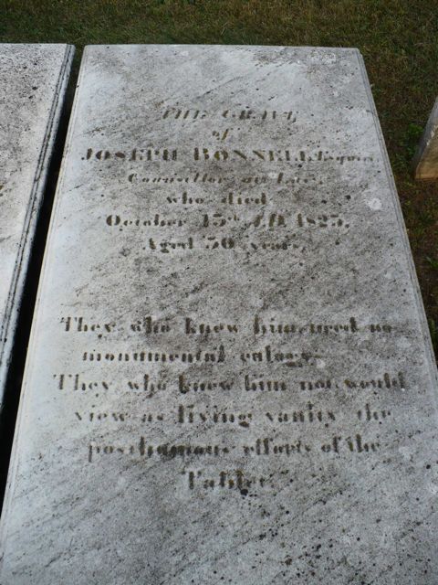 Gravestone of Joseph Bonnell Esq.