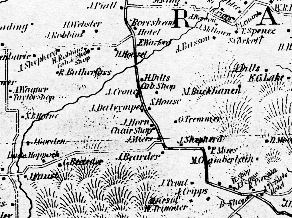 Detail of the 1851 Cornell Map of Hunterdon County