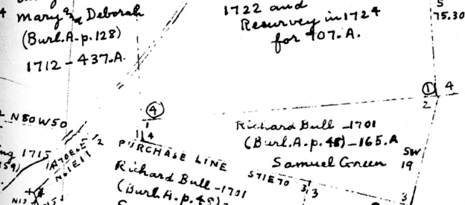 Detail of Hammond Map F showing Richard Bull