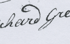 Signature of Richard Green, 1737, on Hunterdon County Loan Office application