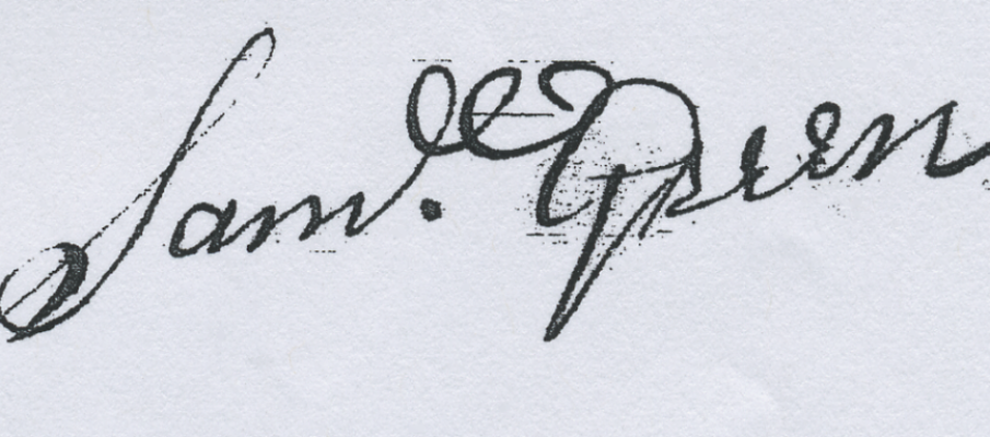 Signature of Samuel Green Sr., from a mortgage of 1737