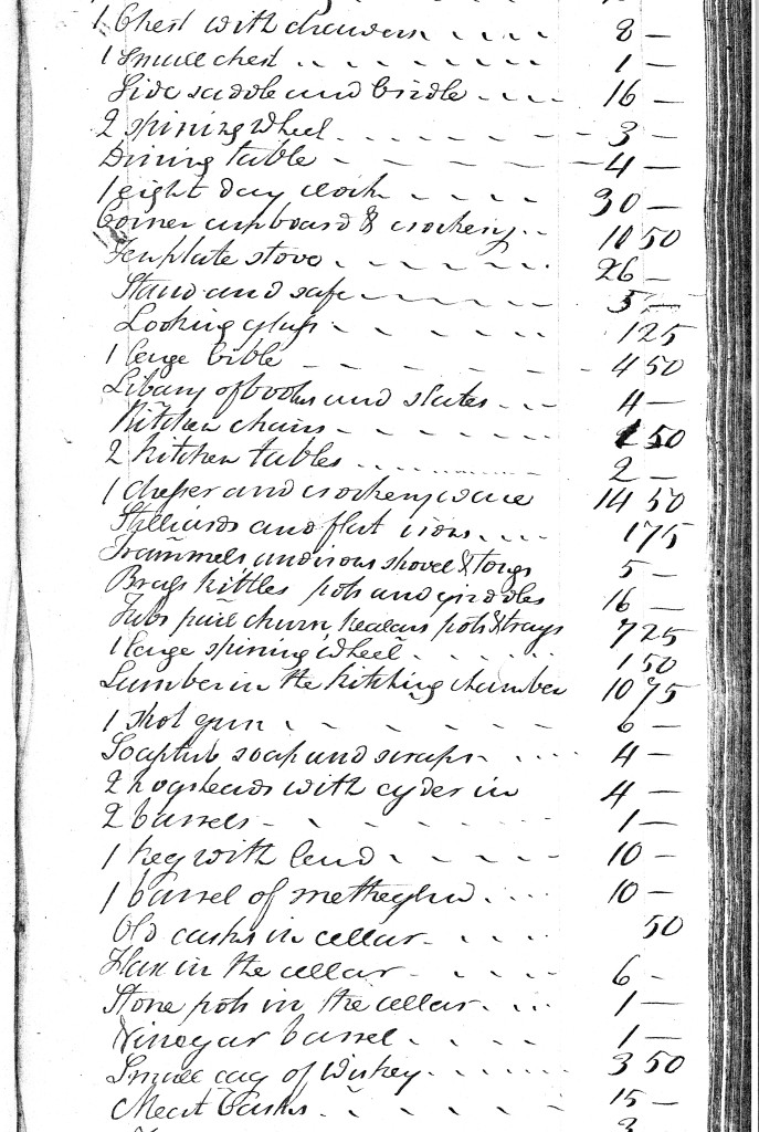 sample inventory from 1807