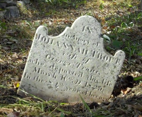 Gravestone of Johannah Trout, photographed by Bob and Leslie Leith