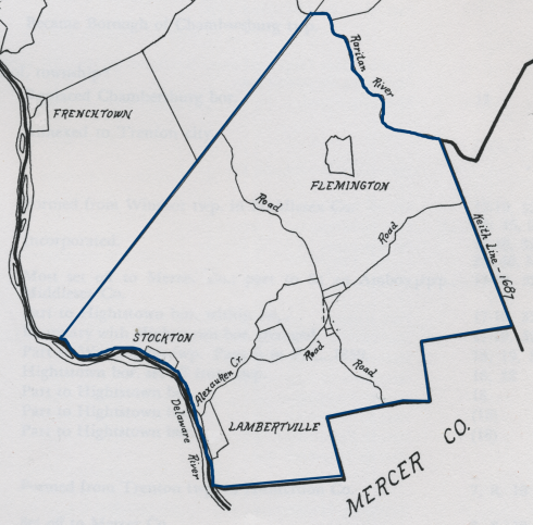 Map of the original Amwell Township, taken from John P. Snyder's NJ Civil Boundaries