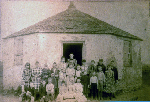 early photograph of the six-sided school house