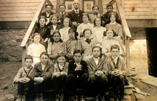 Egbert T. Bush and students of the Van Dolah School