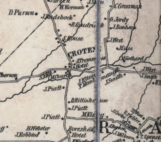 Detail of the 1851 Cornell Map, Croton vicinity