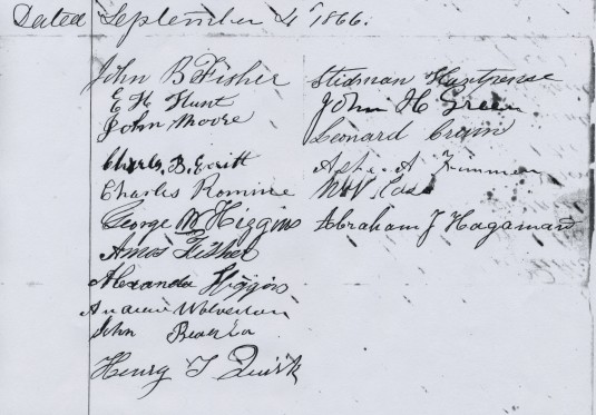 Signatures to road petition, 1866