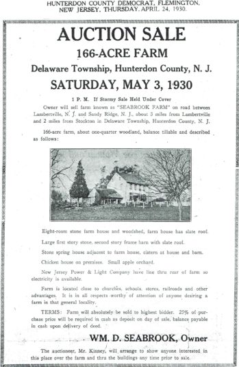 Sale Notice for the Seabrook Farm, 1930