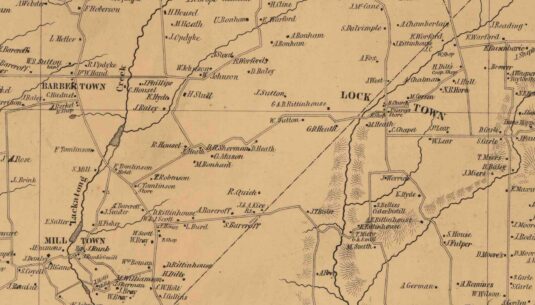Detail of Cornell 1851 Map with Locktown